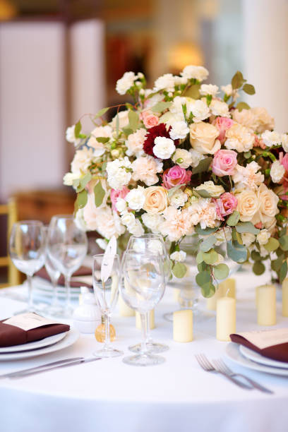 istock Beautiful table set for some festive event or wedding reception 1483124258
