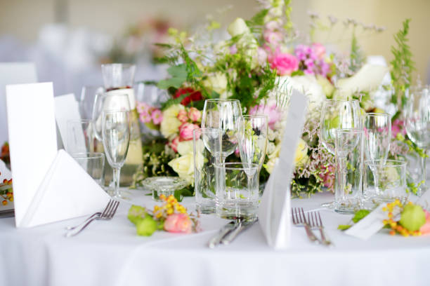 istock Table set for an event party or wedding reception 1483124305