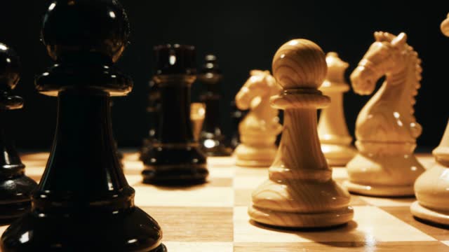 Classic wooden chess game. stock video