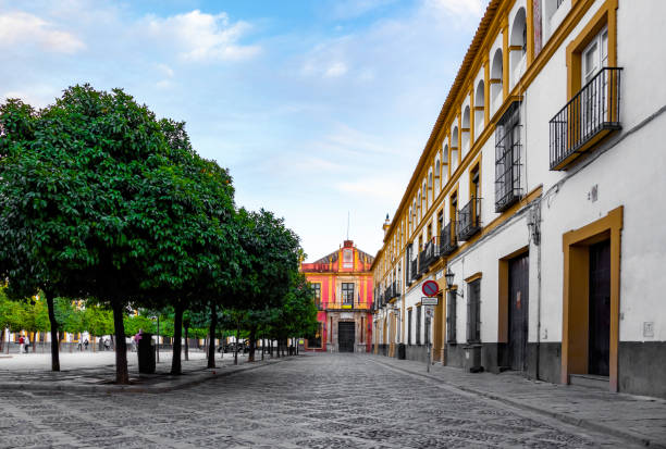 Reales Alcazares of Seville, Spain Reales Alcazares buildings and court in city of Seville, Andalucia, Spain alcazares reales of sevilla stock pictures, royalty-free photos & images