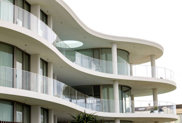 istock Closeup new, modern apartment building, background with copy space 1483132498