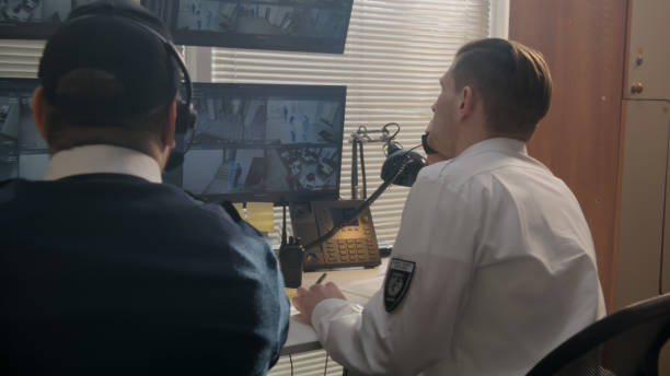 istock Operator monitors CCTV cameras in observation room 1483142175