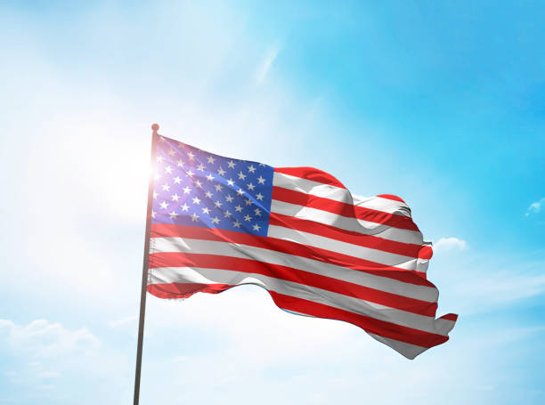 istock American flag on the blue sky 1483149801