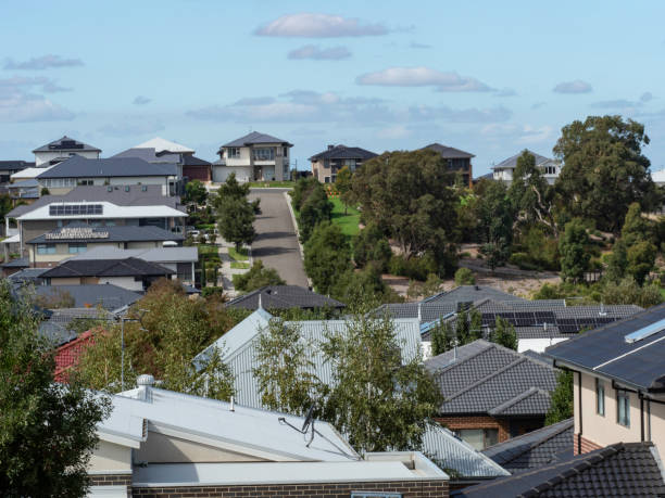 istock High angle view suburban neighbourhood 1483150987