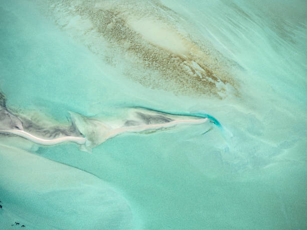 istock Abstract aerial view of sand and water patterns 1483151192