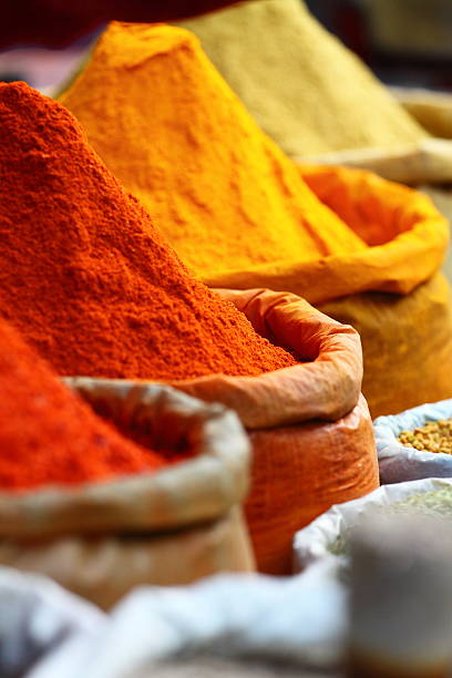 istock Traditional spices market in India. 148315238