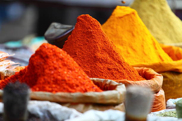 istock Traditional spices market in India. 148315239