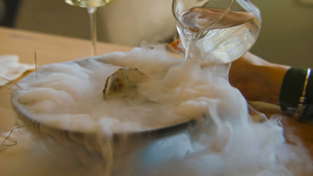 istock Pouring liquid in meal to make dry ice steam 1483157305