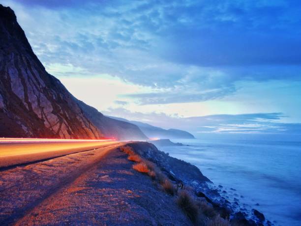 Long exposure of a predawn Pacific Coast Highway