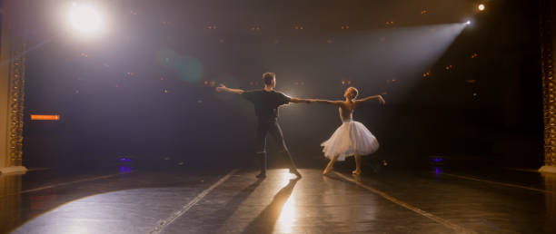 istock Ballet dancers rehearse on theater stage 1483165933