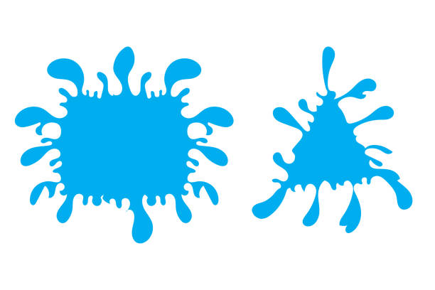 kolekcja trzech niebieskich plam wody - frozen cold spray illustration and painting stock illustrations