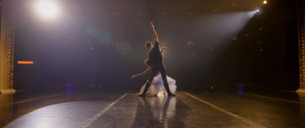 istock Ballet dancers rehearse on theater stage 1483166590