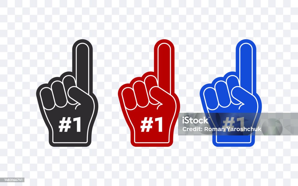 Fan Foam Fingers Foam Fingers With Hashtags Finger Pointing Up Vector