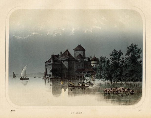 istock Chateau de Chillon, Lake Geneva, Switzerland Chromolithograph 1868 1483168217