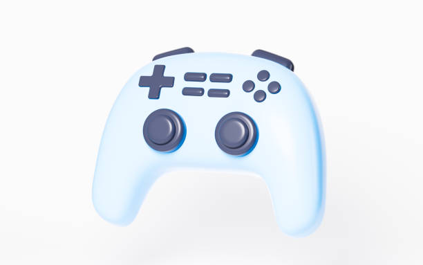 istock Cartoon gamepad in the white background, 3d rendering. 1483175203
