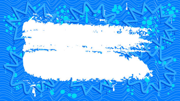 istock Blue graffiti background with white brush stroke. Abstract modern street art backdrop performed in urban painting style. 1483177294