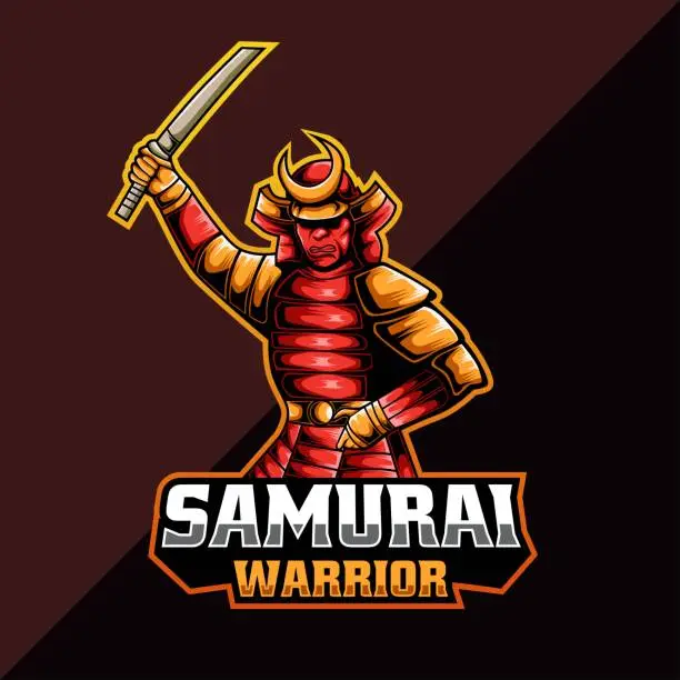 Vector illustration of samurai warrior e-sport mascot style