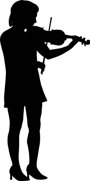 Vector illustration of Violinist Silhouette