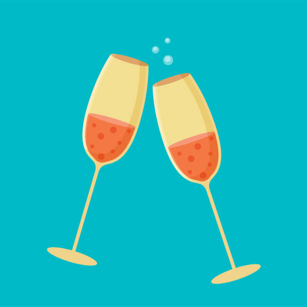 ilustrações, clipart, desenhos animados e ícones de taças de champanhe. ilustração vetorial da celebração de cheers - cork champagne isolated celebration