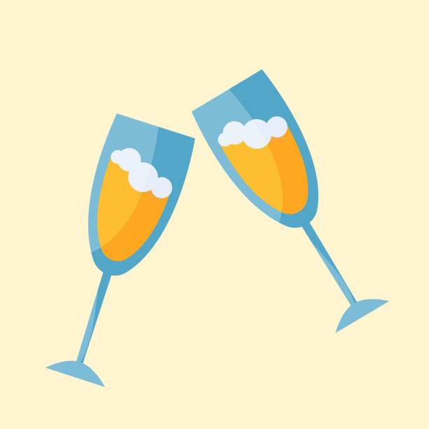 ilustrações, clipart, desenhos animados e ícones de taças de champanhe. ilustração vetorial da celebração de cheers - cork champagne isolated celebration