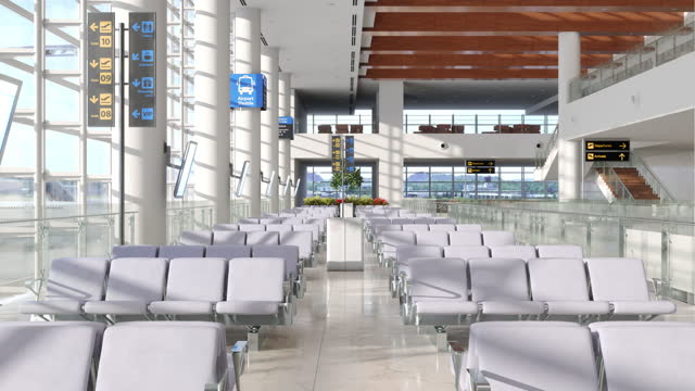 Airport Waiting Area With Empty Seats