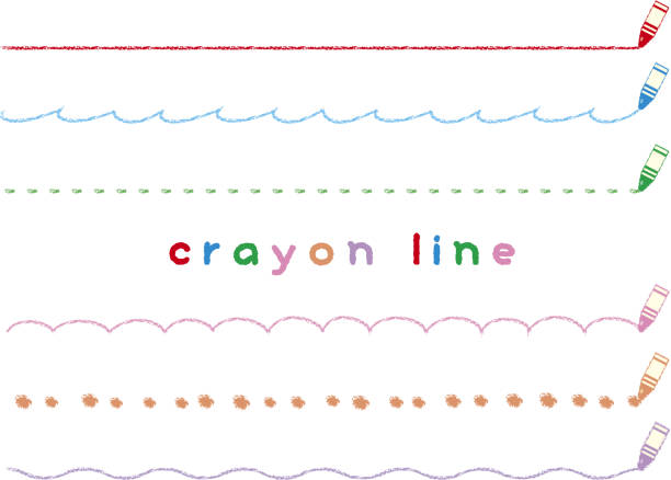 Colorful crayon ruled line set Use it for your design. blue ruled stock illustrations