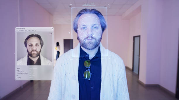 istock Human biometric facial recognition in office 1483189484