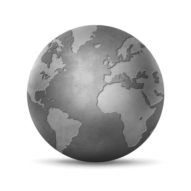 istock Concrete world globe isolated on white background. Symbol of devitalized earth 1483191241