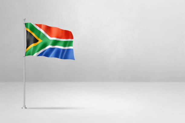 istock South African flag isolated on white concrete wall background 1483191367