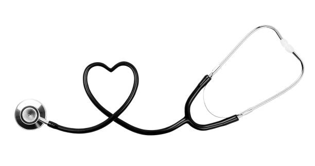 istock Stethoscope with heart shape rubber isolated on white background 1483194836