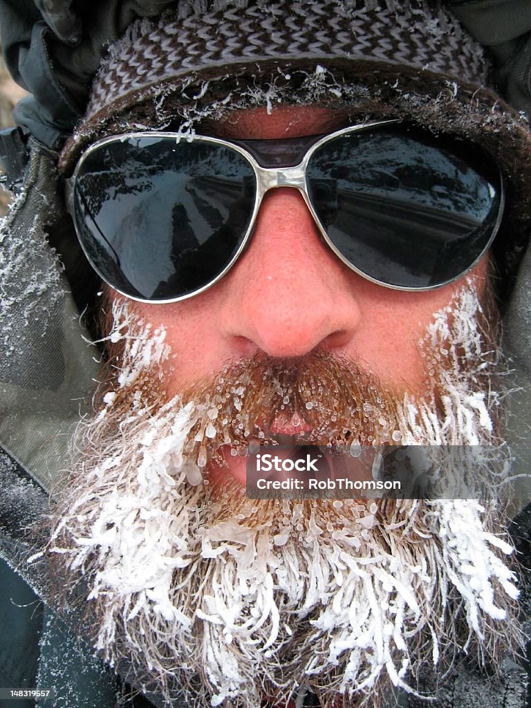 Ritratto di uomo con barba e occhiali da sole di materiale - Foto stock royalty-free di Barba - Peluria del viso