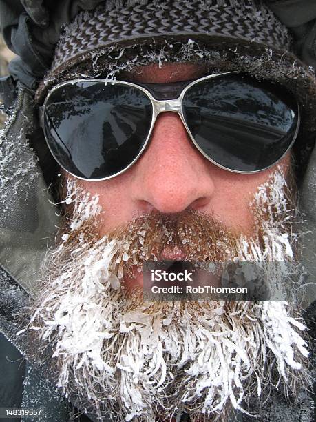 Foto de Retrato De Homem Com Barba E Óculos De Sol Frozen e mais fotos de stock de Barba - Barba, Congelado, Geada