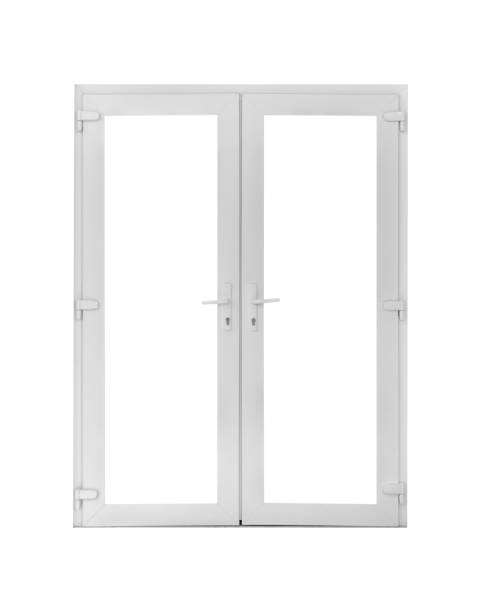 istock Real modern house window frame isolated on white background 1483197928