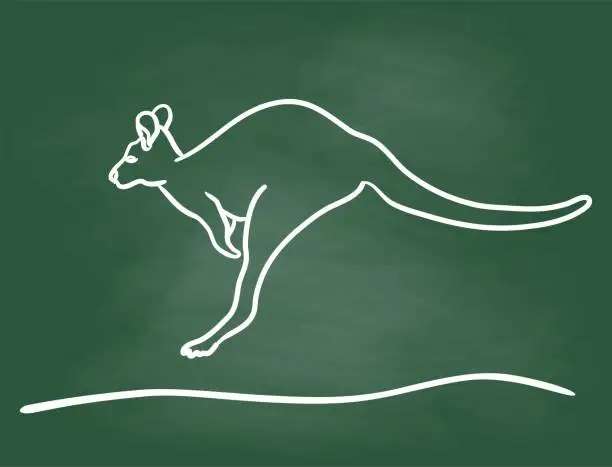 Vector illustration of Hopin Kangaroo Silhouette