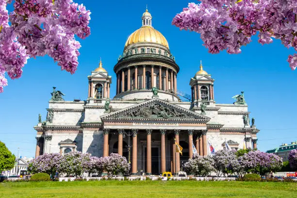 St. Petersburg, Russia - june 2022: St. Isaac's Cathedral in spring