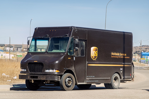 Calgary, Alberta, Canada. Apr 18, 2023. An UPS delivery truck.