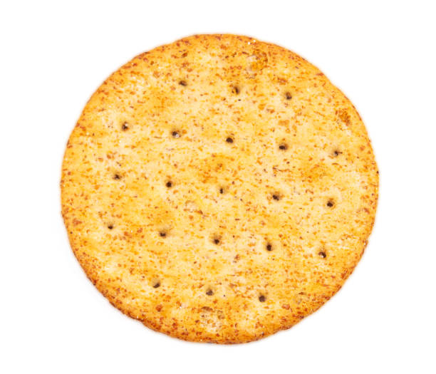 istock Baked round cracker chips isolated on white background with clipping path 1483202619