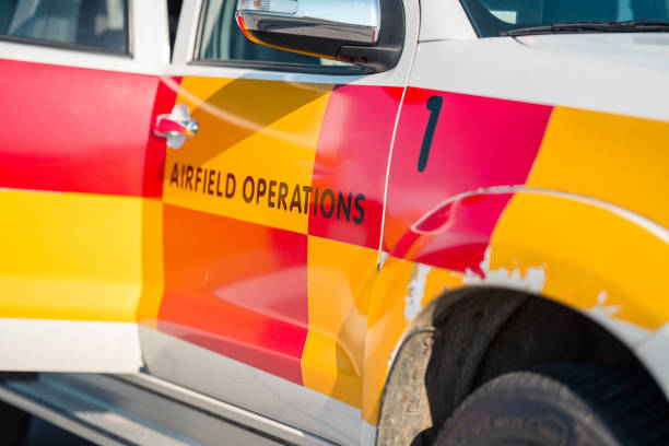 istock Open Doors Of An Airfield Operations Car On A Runwayy 1483202643