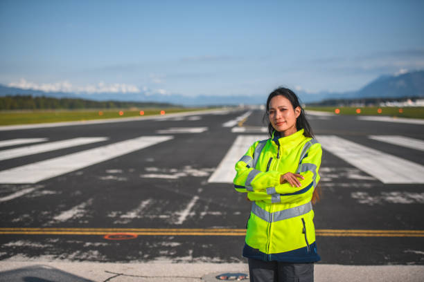 istock Asian Female Airfield Operations Officer On A Runway 1483202694