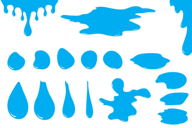 коллекция три голубых брызги воды - frozen cold spray illustration and painting stock illustrations