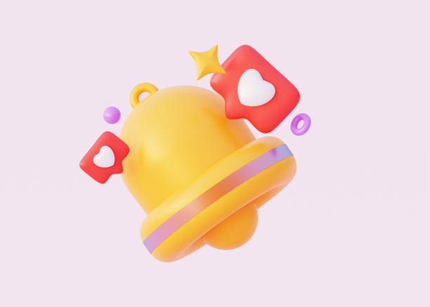 istock 3d bell notification with social media heart icon. 3d rendering illustration 1483206350