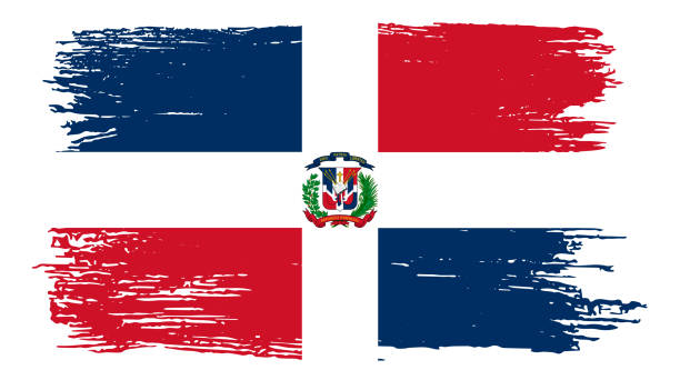 ilustrações, clipart, desenhos animados e ícones de bandeira da república dominicana com pincel de tinta texturizada isolada em png - dominican flag