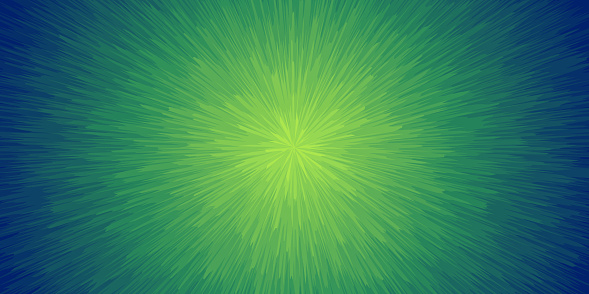 Modern and trendy background. Abstract design with lots of strokes and a beautiful color circular gradient, looking like an explosion. This illustration can be used for your design, with space for your text (colors used: Yellow, Green, Blue). Vector Illustration (EPS file, well layered and grouped), wide format (2:1). Easy to edit, manipulate, resize or colorize. Vector and Jpeg file of different sizes.