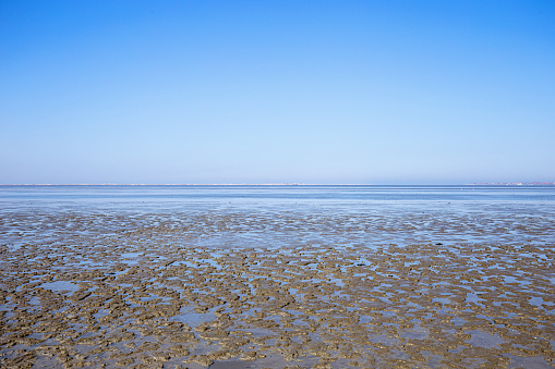 North Sea at low tide, Wadden Sea, East Frisia, Germany
