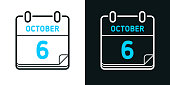 istock October 6. Bicolor line icon on black or white background - Editable stroke 1483215926