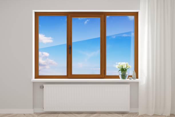 istock Wooden plastic window in the new room 1483216515