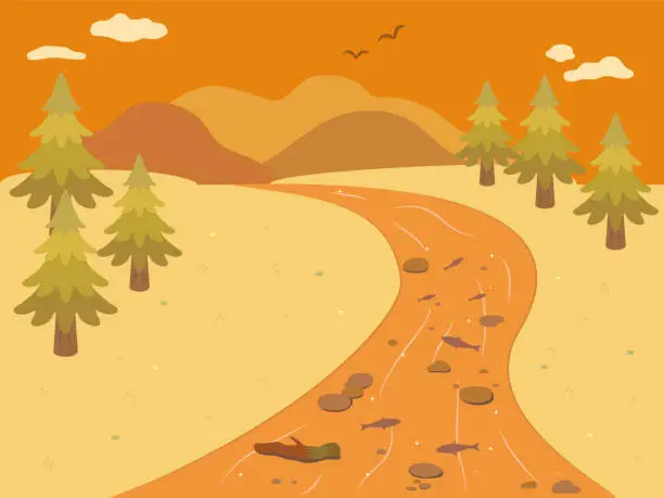 Vector illustration of Clip art of simple river