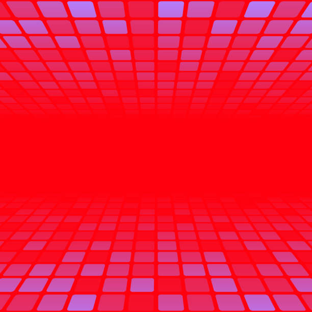 mozaika z kwadratami i czerwonym gradientem - modne tło 3d - pink backgrounds lighting equipment disco stock illustrations
