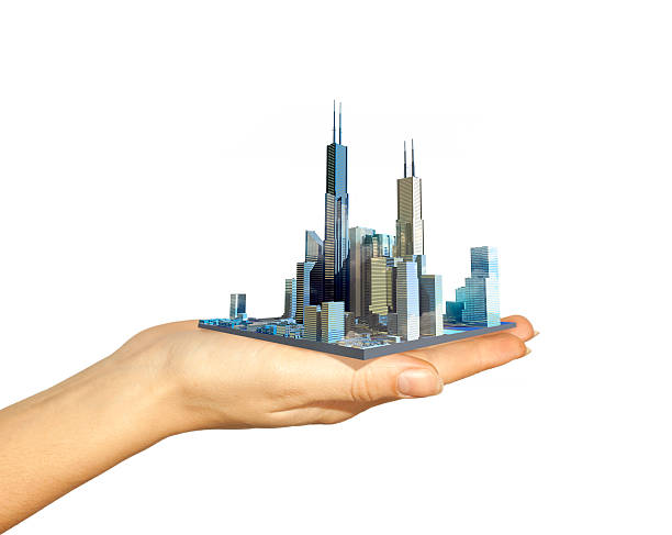 istock Business city center on woman's hand 148322010