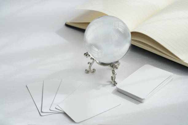 the abstract white fortune-telling or predict with a crystal ball with plant clean minimal style mood background